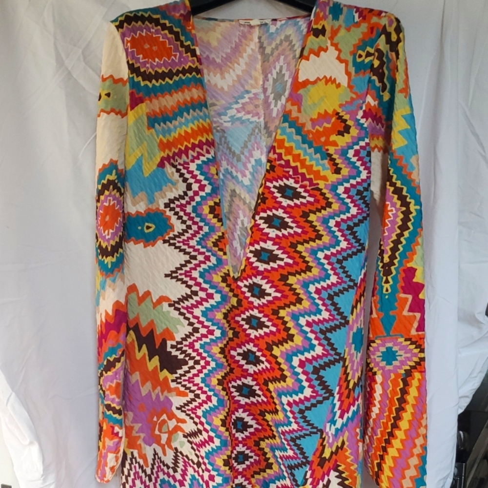Women's Pink Ripple Midi Dress Size L